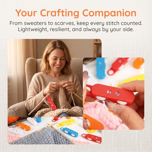 3D Printed Knitting Counter Universal Manual Knitting Stitch Counter for Crocheting Double Digits Spinner Knitting Needle Marking Tool (Red) - color: Red