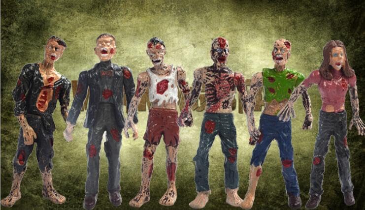 PowerTRC Toy Zombie Action Figures with Movable and Detachable Joints | Mini Zombie Figurines | Great for Presents, Decoration, and Party Favors | Pack of 6, 4 Inches Tall Zombies (12 Pcs) - style: #2 Set of 2
