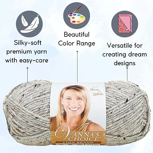 Lion Brand Yarn Vanna'S Choice 860-401 Grey Marble | 3 Skeins, Same Dye Lot, Project Bag, CYC #4 Worsted, 100% Acrylic, Ideal for Crochet, Knitting Blankets, Hats, Scarves - color: 860-401-Grey-Marble