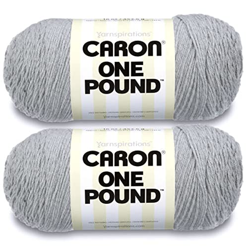 Caron One Pound Soft Yarn for Crocheting & Knitting, Soft Graymix, 2-Pack | #4 Worsted Medium, Soft 100% Acrylic Yarn for Crochet, Knitting, Blankets and Crafts, 812yds, 453.6g/16oz per skein - color: Soft Graymix, size: 2 Pack