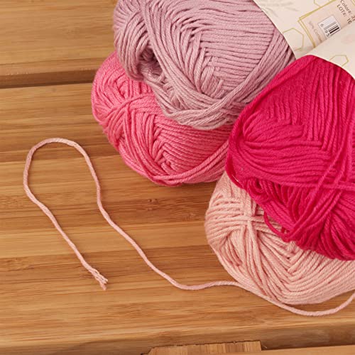 JubileeYarn Bamboo Cotton Sport Yarn - 50g/Skein - Shades of Pink - 4 Skeins - color: Shades of Pink, size: 4 Skeins