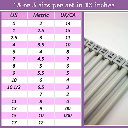 KnitPal 16-Inch (40cm) Aluminum Knitting Needles Set for Blankets - 3 Pairs | US Sizes: 10.5/6.5mm, 10.75/7mm, 11/8mm-Straight Knitting Needles Set Single Pointed - Metal Knitting Needles with eBook - size: US 10.5, 10.75, 11 (6.5mm, 7mm, 8mm), 16 inches