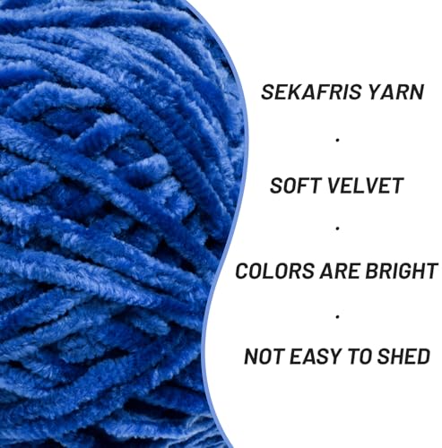 3 Pack Fuzzy Chenille Yarn for Crocheting, Velvet Baby Blanket Yarn for Crocheting, Soft Plush Yarn for Hand Knitting, (300 g/393yds) Fluffy Amigurumi Crochet Yarn (3 Royal Blue) - color: 3 Royal Blue