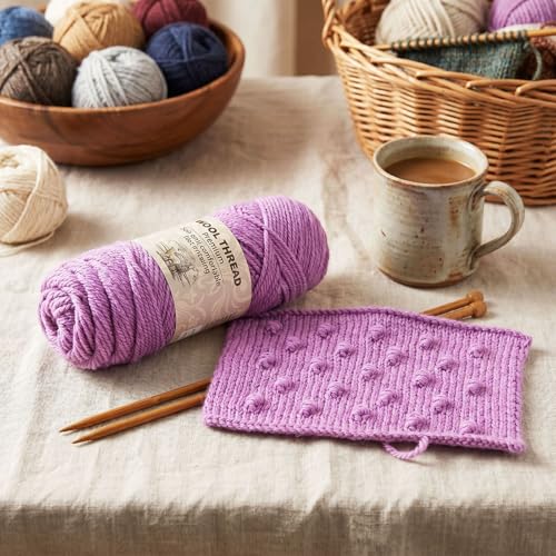 Premium Wool Blend Yarn – 3 Skeins (300g Total), 85% Wool 15% Polyester, for Crocheting&Knitting, Soft Skin-Friendly, Ideal for Scarves, Hats, Blankets & DIY Crafts (14#Dusty Lavender) - color: 14#Dusty Lavender