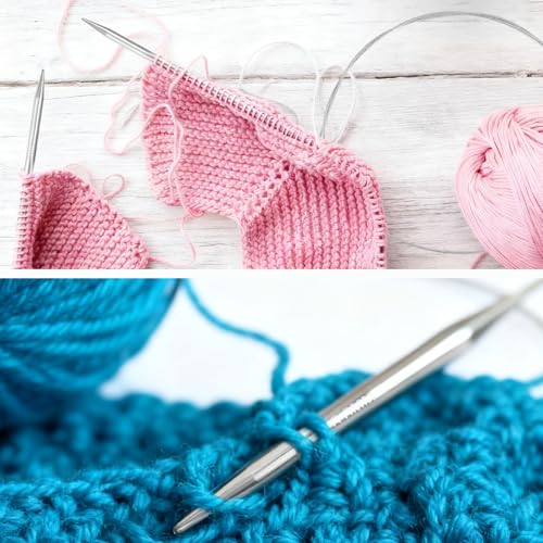Circular Knitting Needles Set,9 Pcs Round Long Stainless Steel Knitting Needles Kit (47 Inch/120cm),9 Sizes from 2mm-6mm,with Small Tools for Beginners,Making Sweater,Scarf,Blanket,Weave DIY Lover - size: 120cm(from tip to tip)