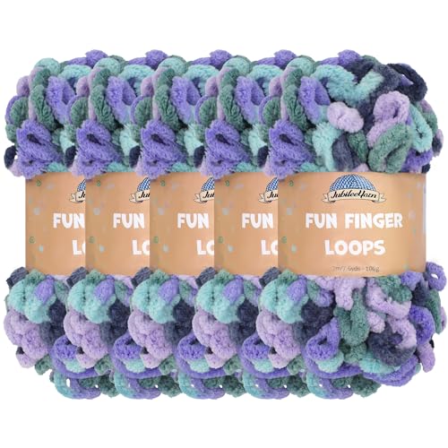 JubileeYarn Fun Finger Loops Yarn - 100g/Skein Jumbo Polyester - Morpheus - 5 Skeins - color: 147 Morpheus
