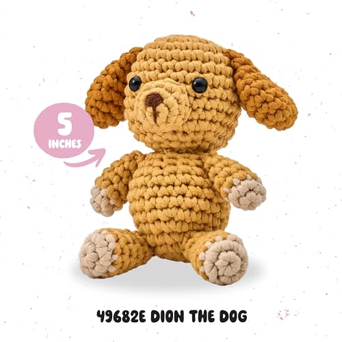 Bucilla Complete Crochet Kit, Dion The Dog, 5" - color: Dion the Dog