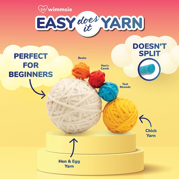 Wimmsie Crochet Animal Kit for Beginners - Easy Beginner Crochet Kit for Kids - Gift for Mom - Amigurumi Chicken Chick & Egg - 3 Kawaii Stuffed Animals - Cute DIY Yarn Plush - color: Pink Hen