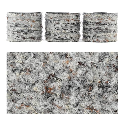 Artisanal Yarn Collection Multifiber Fancy Yarn for Knitting Crocheting Crafts DIY, Set of 3 Rolls(098 Stone Veil Velvet Snow) - color: 098 Stone Veil Velvet Snow