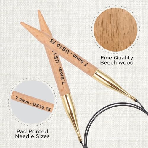 KnitPro Basix Beech Fixed Circular Needles 47" (120cm) | US Size 10.75 (7mm) - size: US 10.75 (7mm)