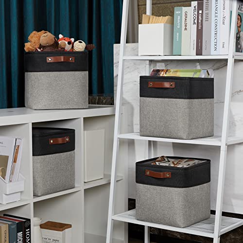 DULLEMELO 11x11 Cube Storage Bins for Cube organizer, Foldable Cube Storage Bins Baskets for Organizing Home Office Closet Shelves Toy Nursery,Fabric Cube Baskets Bin for Home organization - color: Black&Grey, size: S-11"x11"x11"