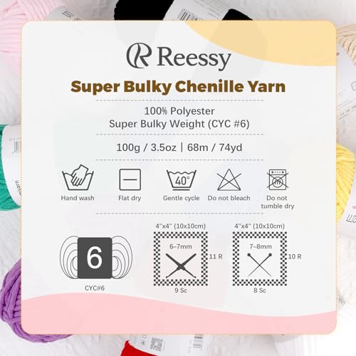 Super Bulky Chenille Yarn – 6 Pack of 100g (Total 600g) - CYC #6 Super Bulky 5mm Thick – Extra Soft Plush Chunky Yarn for Crocheting – Matte Chenille for Baby Blankets, Toys & Hats(Pink) - color: Pink