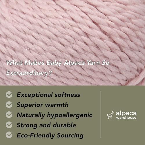 100% Baby Alpaca Yarn 6 Skeins 300g Bulky Weight Knitting Crochet B. Pink | Made in Peru with natural warmth and softness featuring 324yd of premium fiber ideal for scarves shawls sweaters and more - color: Baby Pink, size: Bulky - 6 Skeins