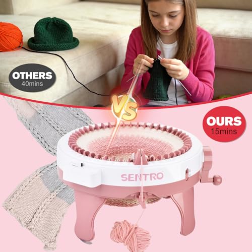 SPRYNT SENTRO Knitting Machine 48 Needles with Row Counter, for Hat Socks | T/P Dual Mode, 4 Yarn Densities, ABS Durable, for Adults Beginners, Scarf Gloves
