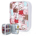 Katech Crochet Hooks Case Empty Zipper Bags Portable Travel Crochet Storage Bag Organizer with Web Pocket and Crochet Holder Slots for Carrying Various Crochets Needles (Pink) | Travel Crochet Storage Bag Organizer with Web Pocket and Crochet Holders Slot