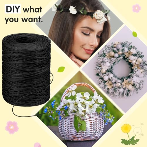 Syhood 1345 Feet Floral Vine Bind Wire Rustic Craft Wire, Black | For DIY Craft Wrapping, Flower Bouquets Garland Arrangements, , Christmas Wreath Making - color: Black, size: 1345 Feet