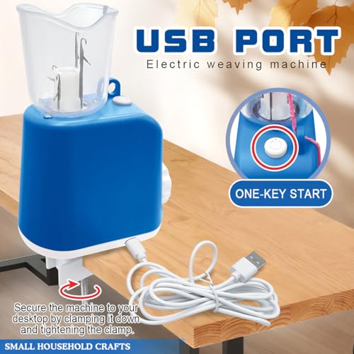 Abaodam Automatic I-Cord Knitting Machine: Electric i-Cord Maker Tool Knitter Crochet Machine - Knitting Yarns Efficiently - Hands-Free for DIY Crochet Projects - color: Blue