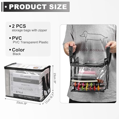 PATIKIL 9x10.6x9in Clear Storage Bags, 2PCS Plastic Storage Bags Clear Small Zippered Organizers Foldable Closet Bed Sheet Organizer Cube with Zipper for Book Clothes Yarn,S, Black - color: Black, size: S