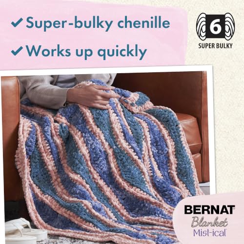 Bernat Blanket Mist-ical Crochet Soft Chenille Yarn, Phlox, 2-Pack | #6 Super Bulky Yarn, 100% Polyester, Soft Crochet Yarn for Blankets, Sweaters & Amigurumi, 220yds, 300g/10.5oz per skein - color: Phlox