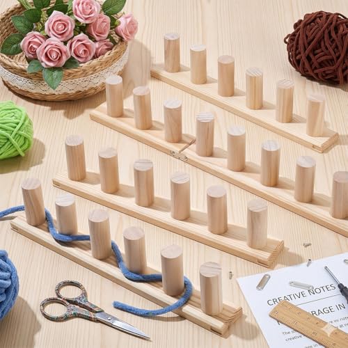 UNICRAFTALE 65" Chunky Knitting Blanket Loom Wooden Knitting Loom Kit Yarn Craft Crocheting Tools for Hand Weaving Beginner Looms Parent Craft Gift Making 12.99x1.81x2.76 Inch - size: 331x46x71mm