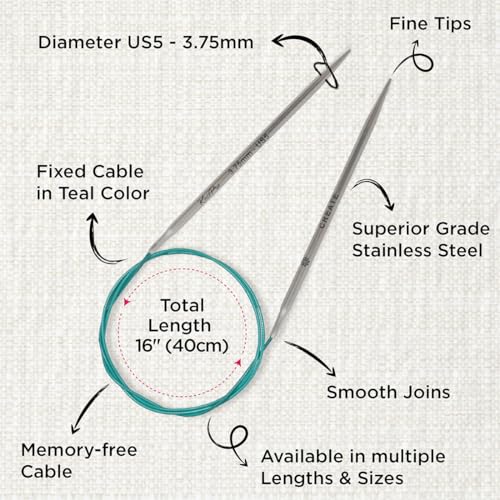 KnitPro The Mindful Collection Fixed Circular Needles 16" (40cm) | US Size 5 (3.75mm) - size: US 5 (3.75mm)