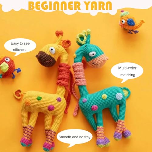 Beginner Easy Yarn Kit for Knitting,Crocheting; Worsted Weight Medium #4; Cotton Blend Yarn for Amigurumi with Tools (Storm Cloud, 6 Skein) - color: Storm Cloud