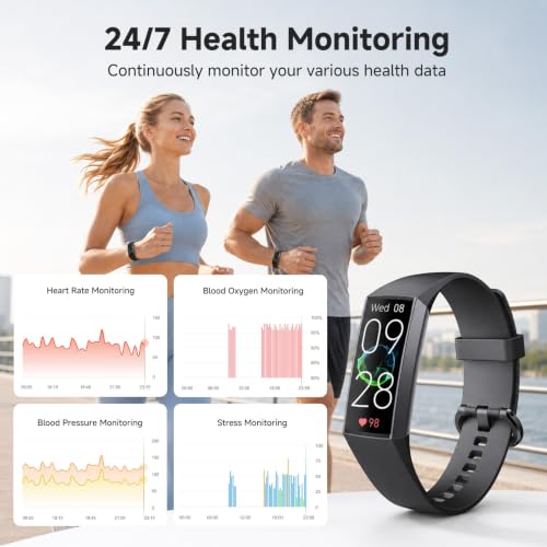 KPEP Fitness Tracker with 24/7 Heart Rate/SpO2/Blood Pressure/Sleep Monitor | 24 Sports Modes Activity Tracker with 1.13" AMOLED Screen, IP68 Waterproof Step Counter for Android iPhones Men Women - color: Red