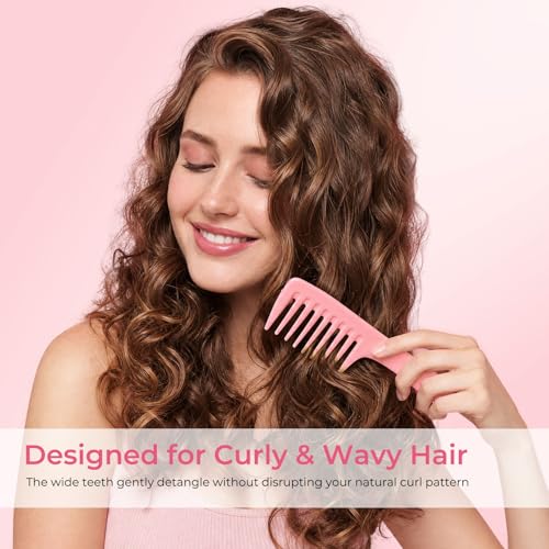 10 Pack Small Wide Tooth Comb with Handle, Detangling Hair Comb | for Curly Thick Wet Dry Hair, Shower Combs Set, Bulk Hair Combs for Salon, Hotel, Gym & Travel, 5 Colors