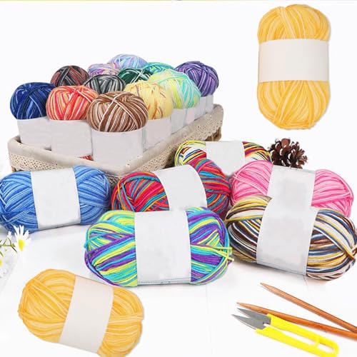 Threads for Knitting Yarn Crochet Yarn Rainbow for Crocheting Knitting Projects(Ananas) - color: Ananas