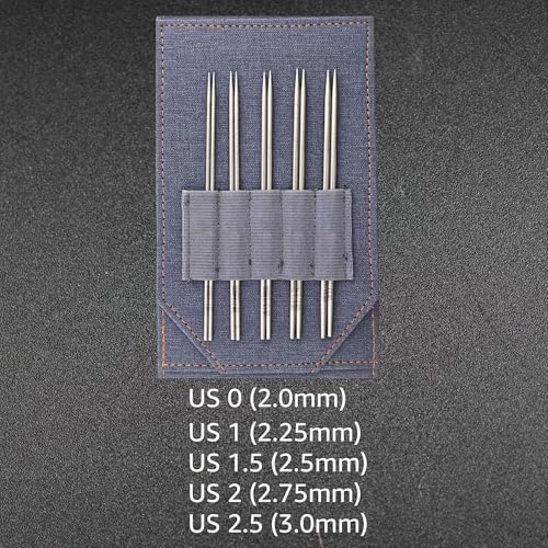 Lykke Flight Lace 5-Inch Interchangeable Circular Knitting Needle Set | Mini US 0, 1, 1.5, 2, 2.5 Denim Case, Stainless Steel, Sharp Points, No-Memory Swivel Cables, Project Bag - color: Denim