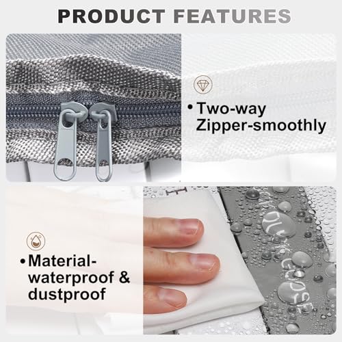 PATIKIL 23.6x9.4x11.8in Clear Storage Bags, 2PCS Plastic Storage Bags Clear Large Zippered Organizers Foldable Closet Bed Sheet Organizer Cube with Zipper for Book Clothes Yarn,XL,Gray - color: Gray, size: XL