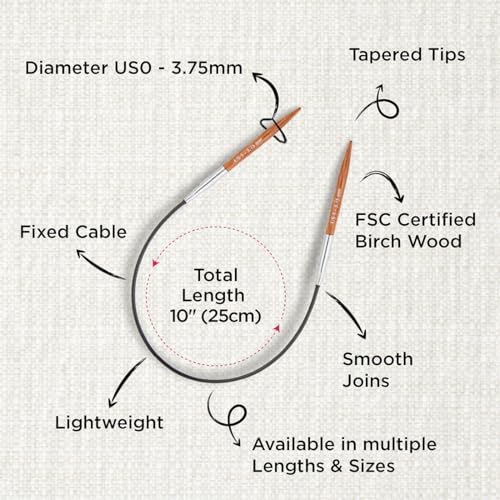 KnitPro Dreamz Fixed Circular Needles 10" (25cm) | US Size 5 (3.75mm) - color: Orange Lily, size: US 5 (3.75mm)