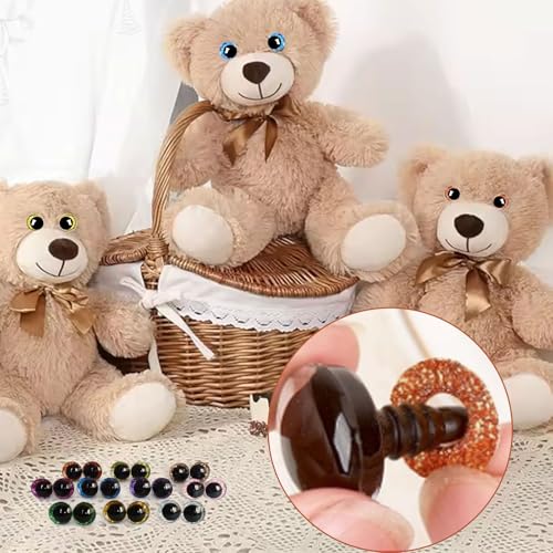 64 Pcs 30mm Safety Eyes Colorful 3D Safety Eyes for Amigurumi Plastic Eyes for Crochet Animals DIY Handcrafts Doll Making Supplies
