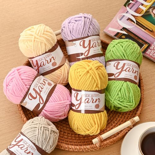 2 Pack Fluffy Velvet Yarn for Crocheting，Baby Blanket Yarn for Crocheting Soft，100g(131yds) Amigurumi Yarns，Plush Chenille Crochet Yarns，Puzzle Yarn for Crochet Weaving Craft(2 Light Purple) - color: 2 Light Purple