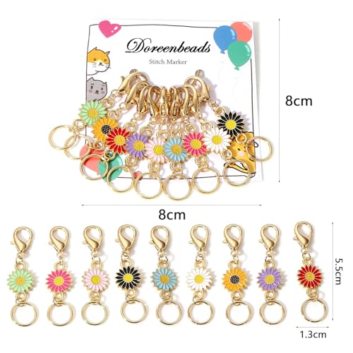DoreenBeads Stitch Markers for Crocheting and Knitting | Alloy Enamel Crochet Marker Crochet Gifts for Knitting Weaving Sewing Accessories Quilting Jewelry Making - color: Colorful Daisies