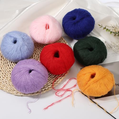 PATIKIL 2 Skeins Mohair Yarn, Soft Yarn Faux Mohair Fuzzy Fur Fine Fluffy Yarns Thin for Crocheting Knitting Sweater Scarf Hat Crafts Blanket Rug, Light Beige - color: Light Beige