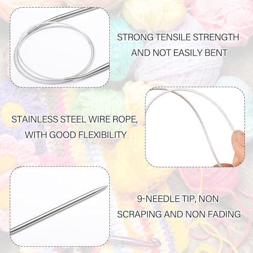 Stainless Steel Circular Knitting Needle, 47.2 inch Length, 0.2 inch Diameter, Strong Flexible Wire