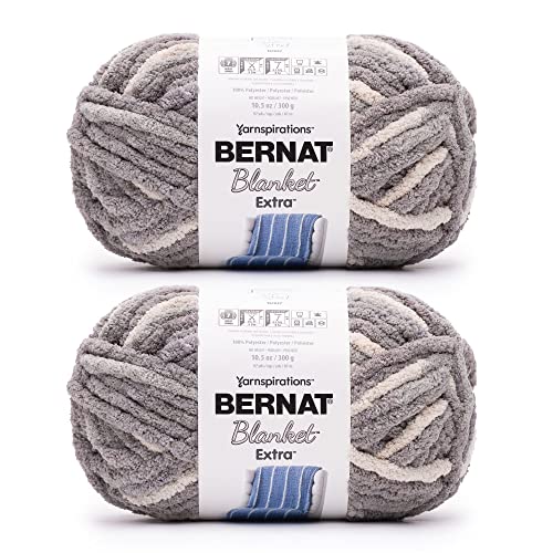 Bernat Blanket Extra Chunky Chenile Acrylic Yarn - (Pack of 2) - color: Silver Steel, size: 2 Pack