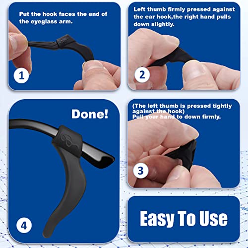 SMARTTOP Eyeglass Ear Grip-20 Pairs eye glasses ear grippers Anti-slip holders for ears,Silicone Ear Hook,glasses ear grip Retainer for Sports Glass Sunglasses Reading - color: Us-s-22a-black&clear