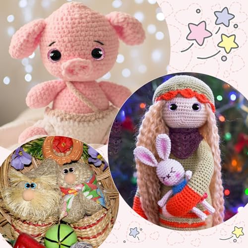 MUCUNNIA 120pcs 14mm 3D Glitter Safety Eyes for Crocheting with Washers Moon Crochet Amigurumi Eyes for Crochet Animals Craft Eyes Doll Eyes Stuffed Crochet Eyes for Crafts Gift for Crochet Lovers - size: 14mm