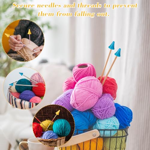 LXUEJIE 40 Pcs Knitting Needles Point Protectors, 2 Sizes Knitting Needle Stoppers Colorful Knit Needle Tip Covers for Knitting Sewing Quilting DIY Art