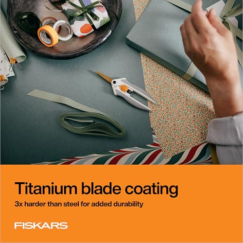 Fiskars 6" Easy Action Micro-Tip Titanium Detail Fabric Scissors | No. 5 Durable Titanium Blades, Precise Sharp Cuts on Fabric, Easy Action Spring-Assisted Handle, Crafting Supplies, SoftGrip - style: Micro-Tip Titanium Easy Action