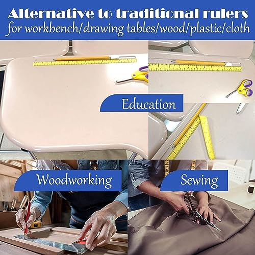 EDSRDRUS 2 Pack Ruler Tape 1/2, 1 inch No Gap Masking Tape Measure, Repeating 12inch Imprint Adhesive Tape Measure, No Residue & Waterproof Ruler Tape for Painting, Sewing & DIY (Yellow) - color: Yellow, size: No Gap - (1/2in+1in) * 45Yard