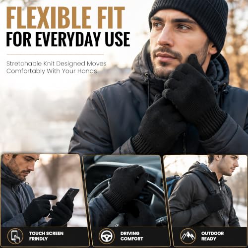 Yacht & Smith Wholesale Beanie and Glove Winter Bulk Kit, Kids Adults Bulk Sets, Homeless Donation Shelters - color: 24 Pairs Adult Black Gloves