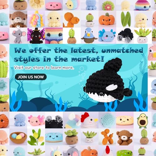 Crochetta Crochet Kit for Beginners, Crochet Starter Kit w Step-by-Step Video Tutorials, Beginner Crochet Kit for Adults Kids Women Men Complete Kit Included (Killer Whale) - color: KillerWhale