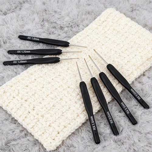 Crochet Hook Fine Gauge Single Piece with Soft Black Grip Handle, Smooth Aluminum Tip for Detailed Yarn Work, Comfortable Control for Amigurumi Lace and Small Projects
