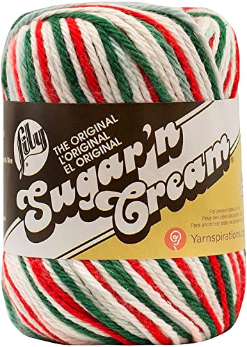 Lily Sugar'n Cream Ombre Yarn for Dishcloths, Mistletoe, 6-Pack | #4 Worsted Yarn, 100% Cotton, Soft Ombre Yarn for Dishcloths, Kitchen Crafts, Knitting & Crocheting, 95yd, 57g/2oz per skein - color: Mistletoe, size: 6 Pack, style: Sugar'N Cream