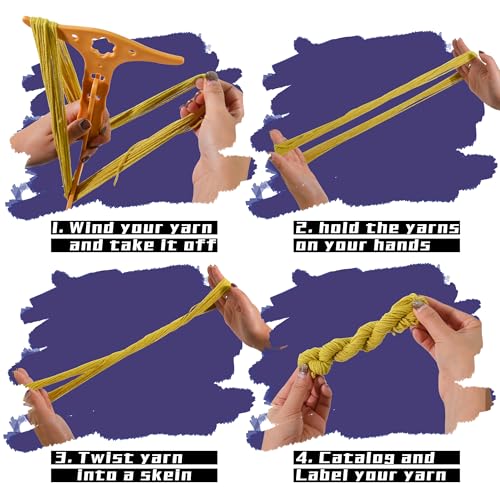 1, 1.5 & 2 Yard Adjustable Niddy Noddy for Spinning and Winding Yarn | Plastic, 3 sizes from 1 yard to 2 yards, 3 colors options, spinning tool for plying, easy to carry, for thread & wool - color: pink