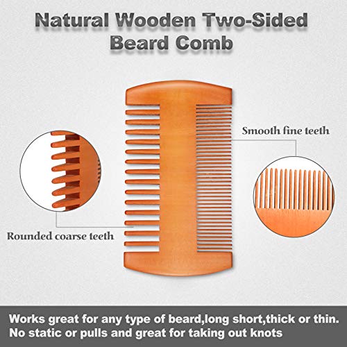 3 Pieces Beard Comb for Men Natural Sandalwood Wooden Mustaches Combs Dual Action Teeth Beard Comb with 3 Pieces Pocket Faux Leather Case for Beards Mustaches(Black, Yellow, Brown) - color: Black, Yellow, Brown