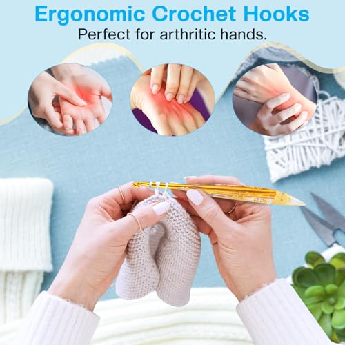 6mm Crochet Hook, Ergonomic Crochet Hook with Floral Resin Grips | Stylish and Unique Knitting Needles ,Crochet Needles for Beginners, Arthritic Hands and Professional - size: 6.0mm